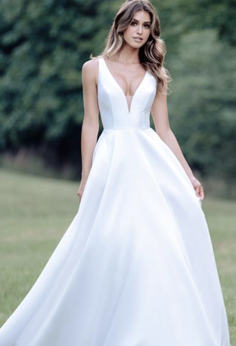 bride wearing allure bridal 9813 wedding gown