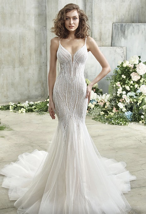 bride wearing Badgley Mischka Esther wedding dress