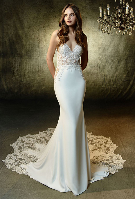 front of blue by enzoani lena wedding dress