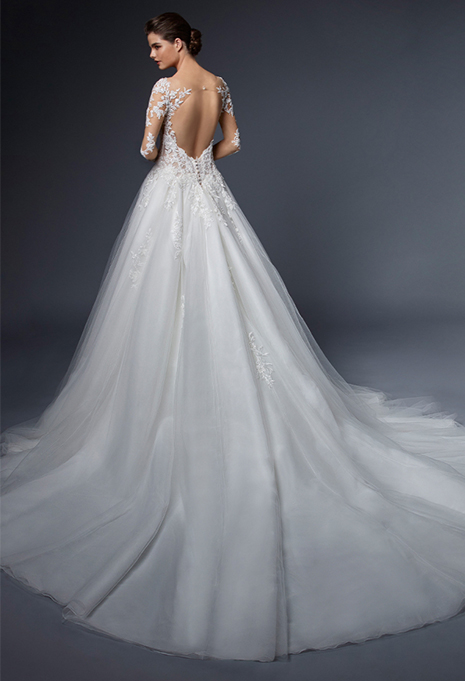 back of elysee reine wedding gown