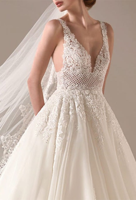 pronovias-privee-adwoa-front-close-up close up of pronovias privee adwoa neckline