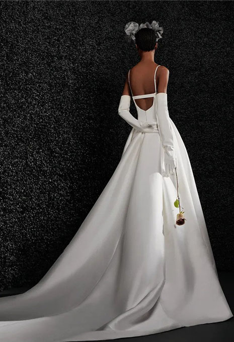Odette_2 bride modeling back of vera wang odette gown