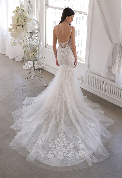 blue-oaklyn-dress-image-2 bride showcasing back of oakyln dress