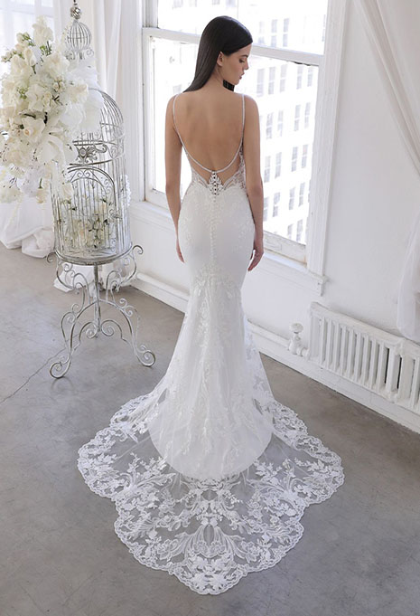 back of omari wedding gown without attached train
