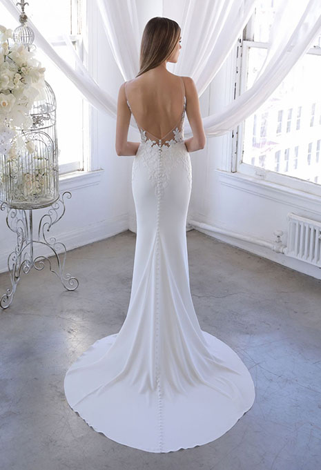 blue-ozalea-dress-image-4 bride modeling back of ozalea dress without train