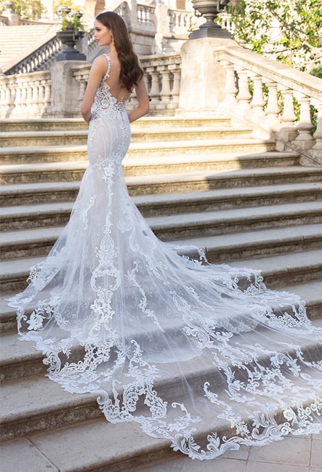 back view of elysée volanges wedding dress