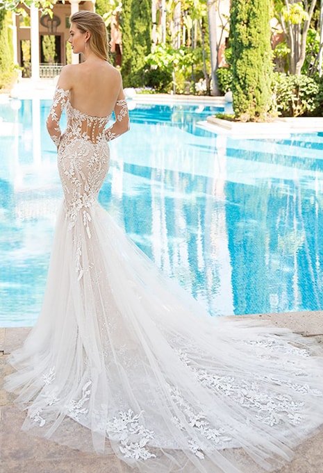 back view of Enzoani Reese wedding dress