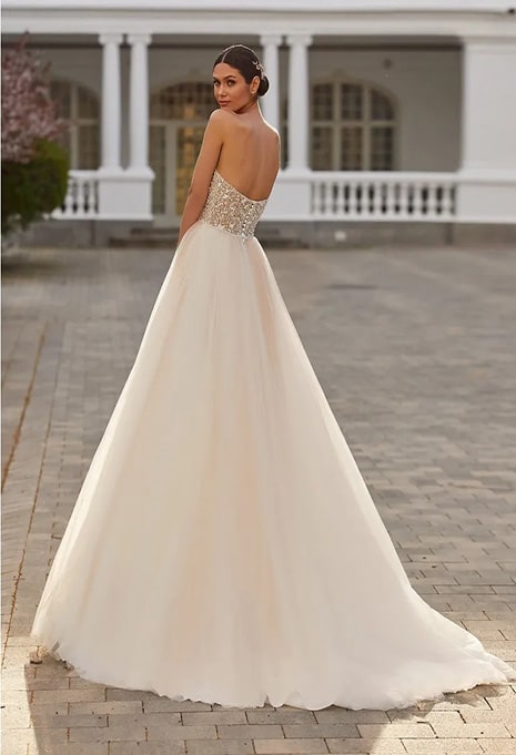 pronovias-drew-dress-image-4 back of pronovias drew wedding gown without sleeves