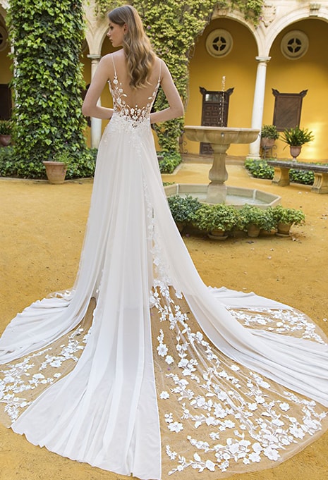 back view of blue by enzoani parker wedding dress