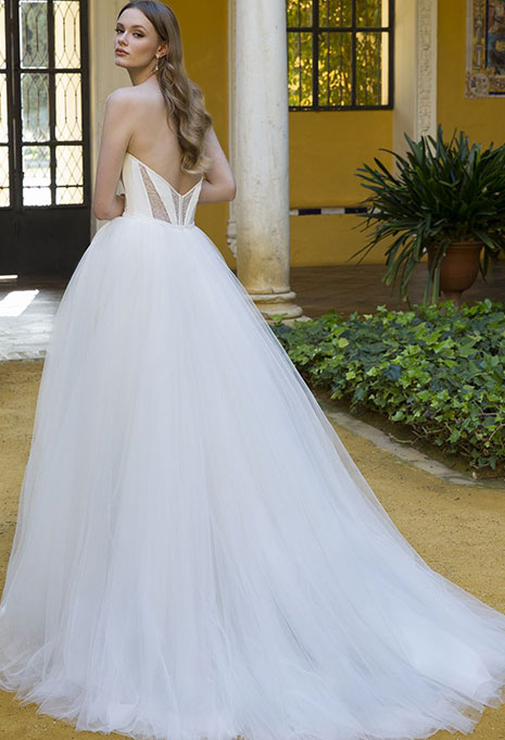back of blue by enzoani penina ball gown