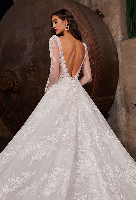 back view of Calla Blanche 122230 wedding dress