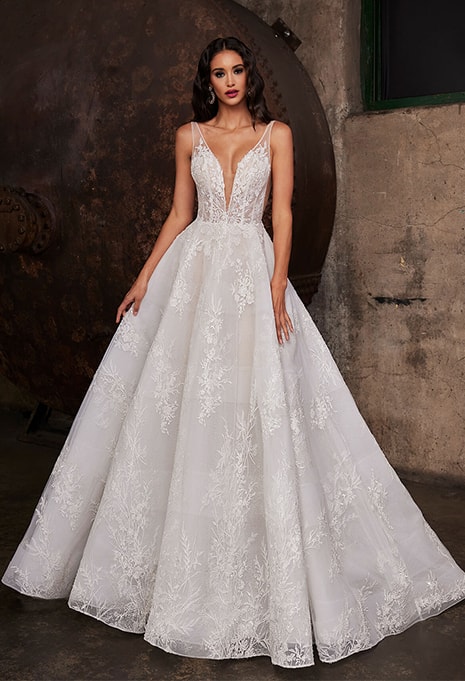 front view of Calla Blanche 122230 wedding dress