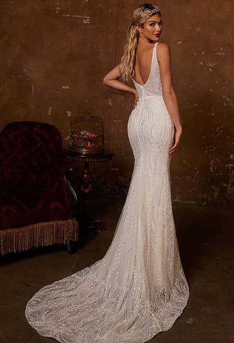 back view of Calla Blanche 122233 wedding dress