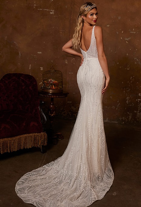 calla-blanche-122233-dress-image-3 back view of Calla Blanche 122233 wedding dress