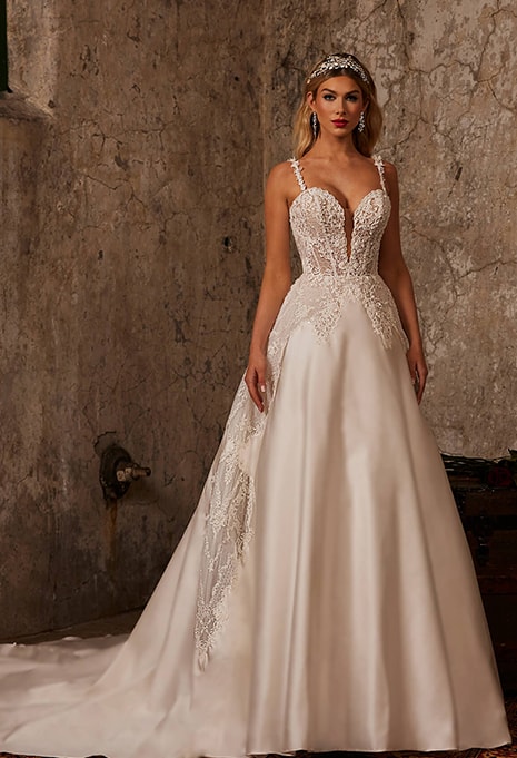 front view of Calla Blanche Clara wedding dress