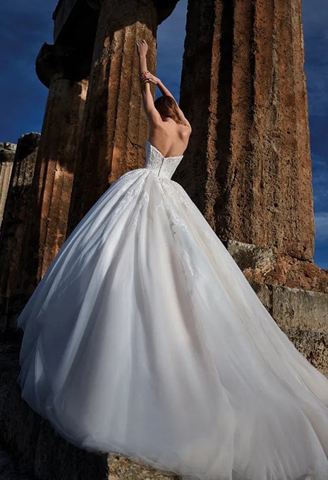 back view of nicole milano wedding dress