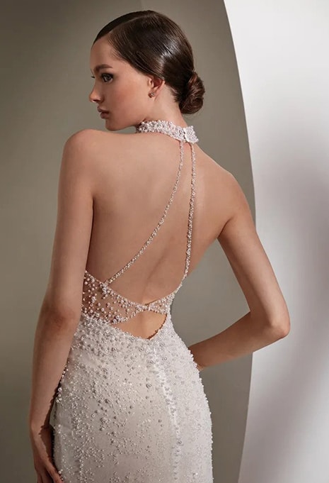 back side of Nicole Milano Elizalde wedding dress