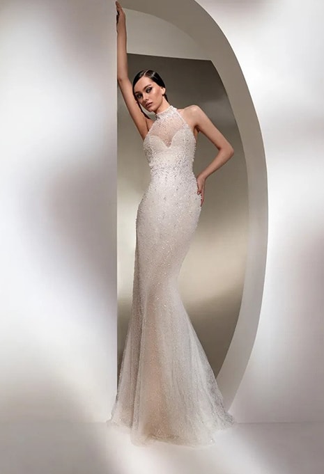 front view of Nicole Milano Elizalde wedding dress