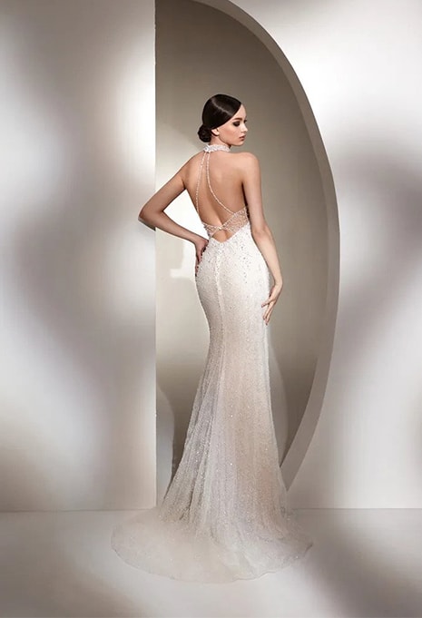 back view of Nicole Milano Elizalde wedding dress