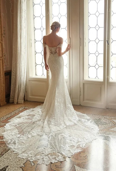 back view of Nicole Milano Sadie wedding dress