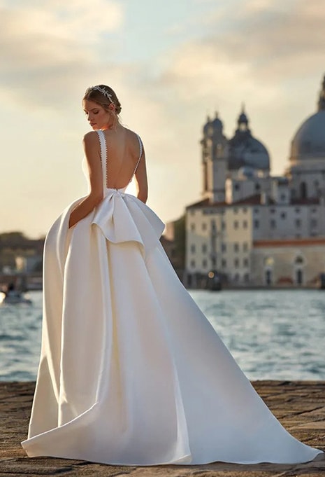 back side of Pronovias Nicole Lauretta wedding dress