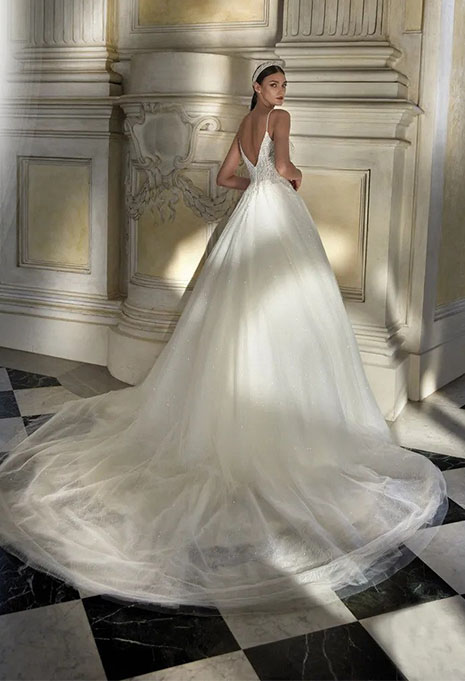 back view of Pronovias Privée Flamenca wedding dress