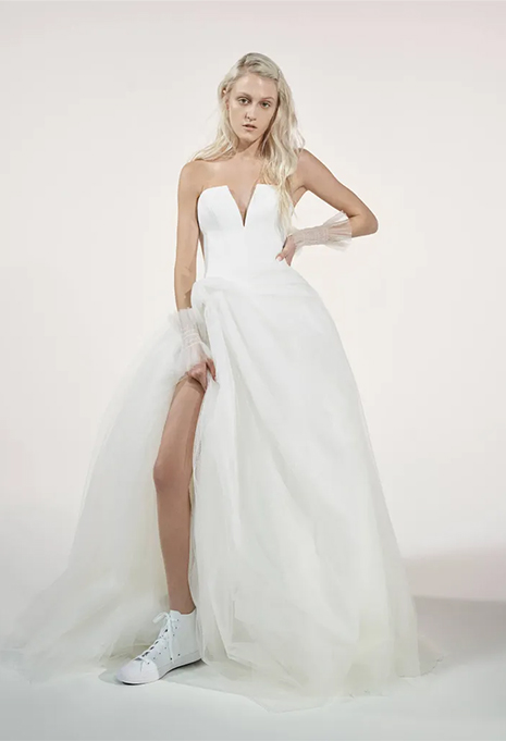 ☆White by Vera Wang☆レースチュールオーバーレイロングドレス-
