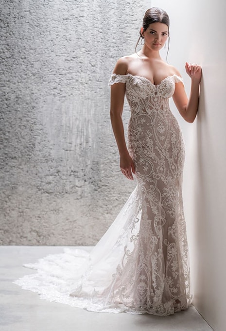 close-up of Allure Bridals C685 wedding dress
