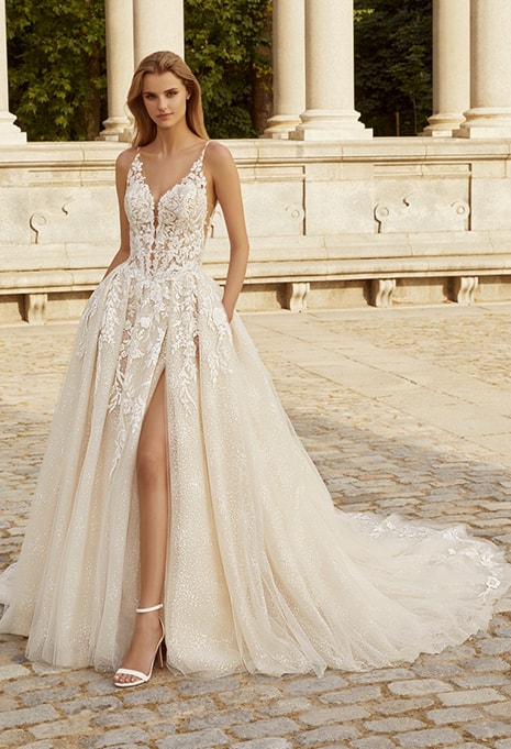 front view of Élysée Rousseau wedding dress
