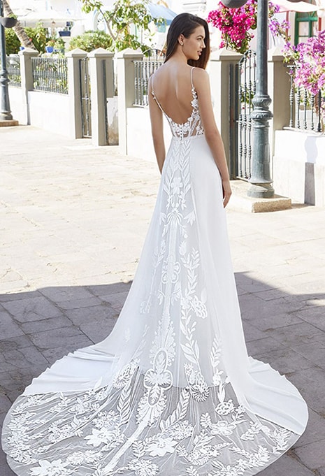 back side of Enzoani Love Bliss wedding dress