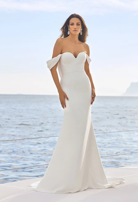 front view of Pronovias Aubrey wedding dress