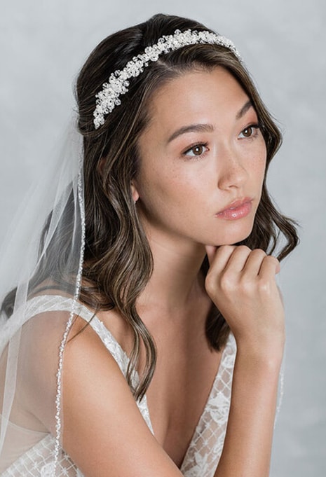 close-up of Bel Aire Bridal 2026 headpiece