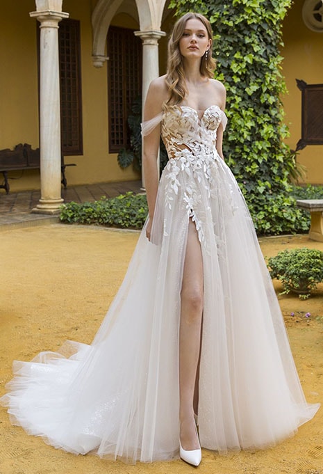 front view of Blue by Enzoani Pia wedding dress