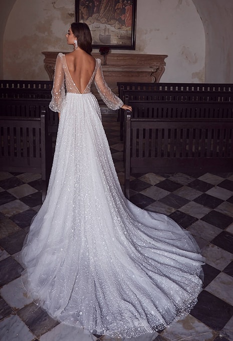 back side of Calla Blanche Galea wedding dress