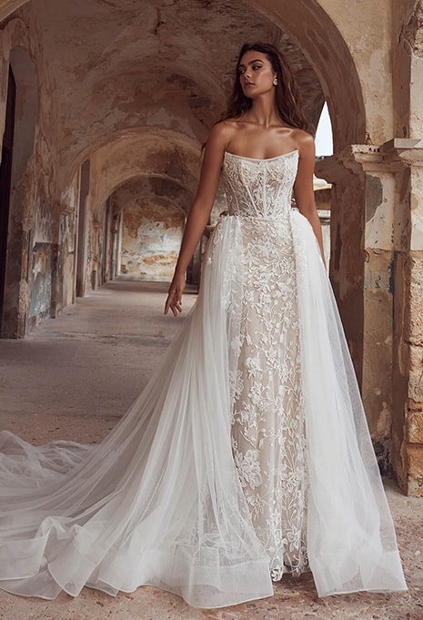 close-up of Calla Blanche Shazeem wedding dress