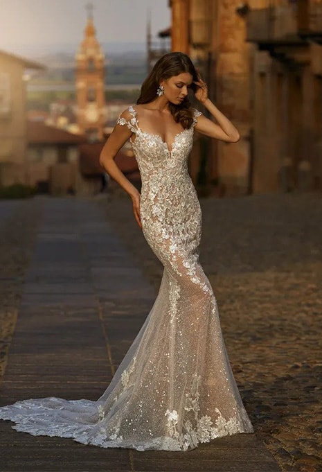 front view of nicole couture phoenix wedding dress