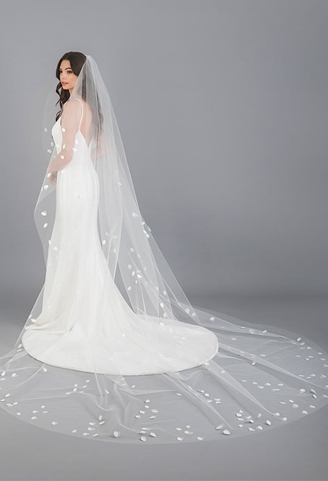 bel-aire-bridal-V7695C-veil-image-2 woman wearing Bel Aire Bridal V7695C veil