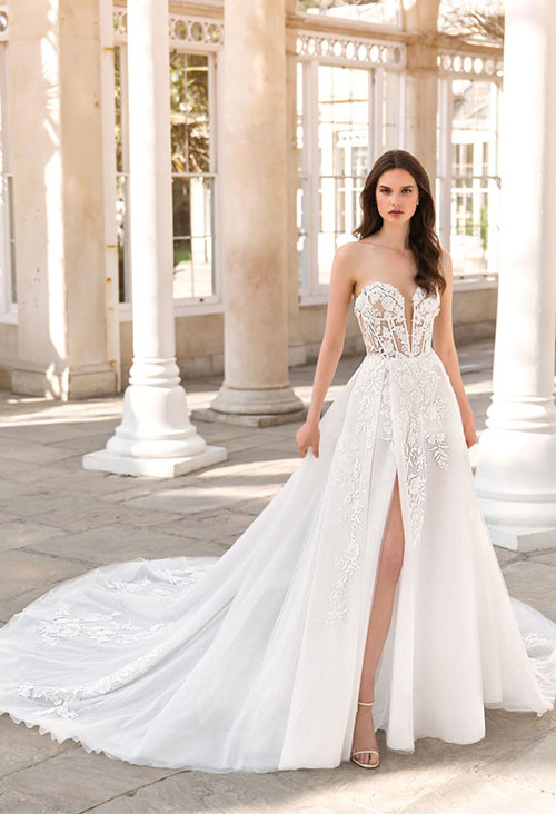 Try on the Enzoani Shayla Gown in Los Angeles CA Karoza Bridal
