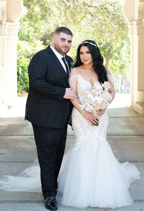 bride arlete bodyuran in Elysee Margaux Gown on wedding day