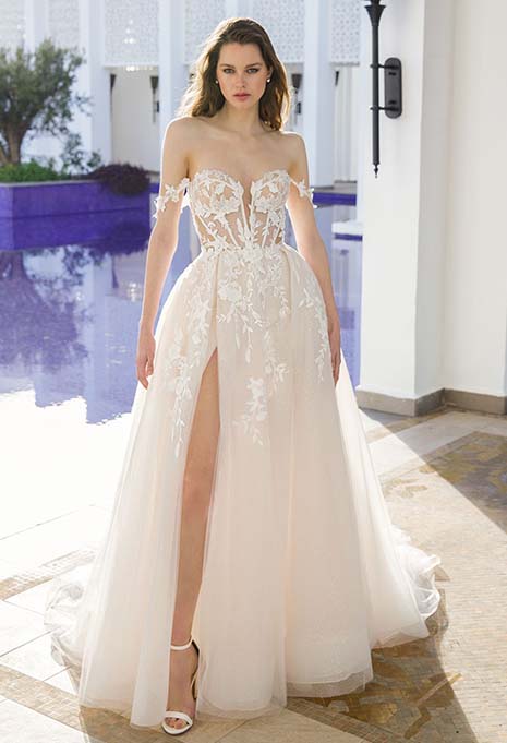 front view of ​Blue by Enzoani Rio wedding dress