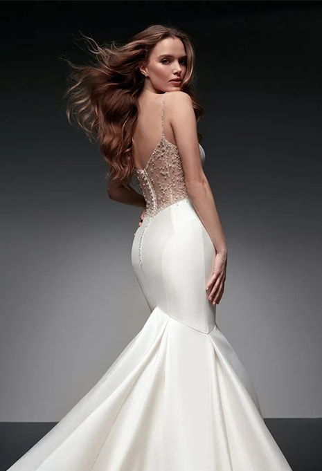 side view of nicole milano sheratan wedding dress