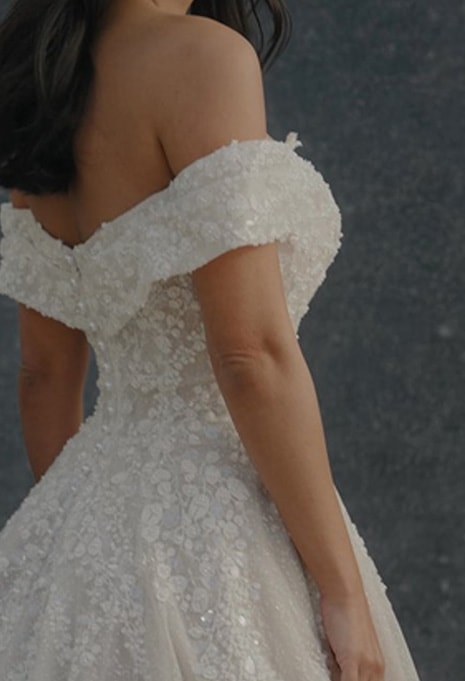 close-up of side view of Allure Bridals C700 wedding dress