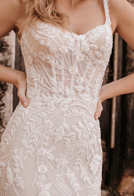 close-up of Allure Bridals Sydney wedding dress