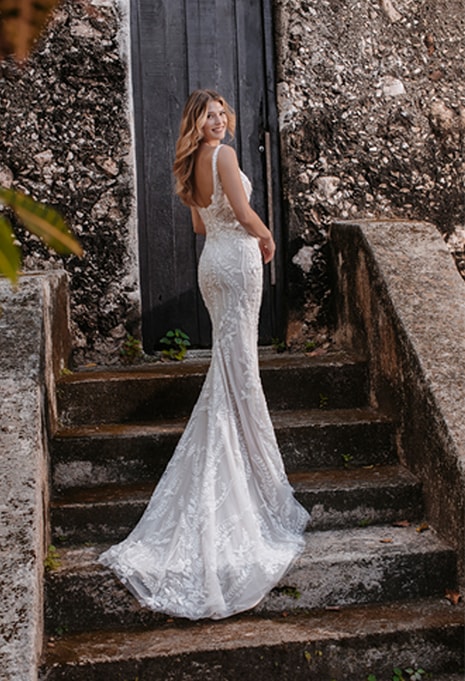 side view of Allure Bridals Sydney wedding dress