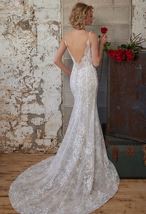 back view of Calla Blanche Madeira wedding dress