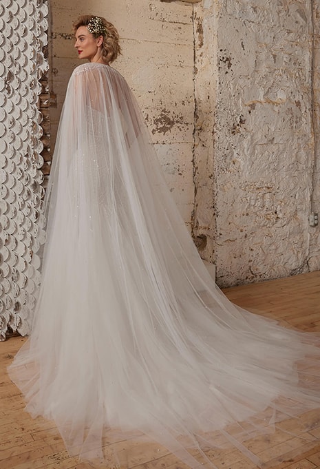 side view of Calla Blanche Wednesday wedding dress