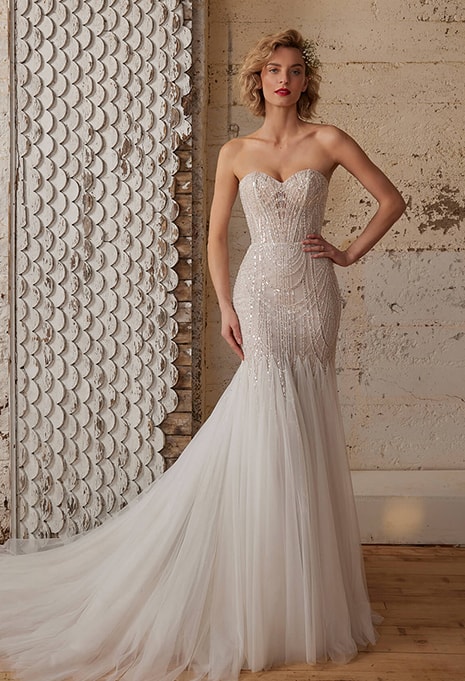 front view of Calla Blanche Wednesday wedding dress