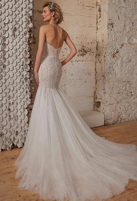 back view of Calla Blanche Wednesday wedding dress