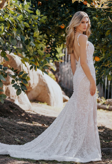 Lateral View of Allure Bridals Romantic Pearl Wedding Dress