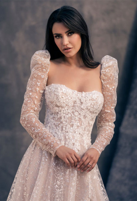 Front View of Allure Bridals Long Sleeved Gown